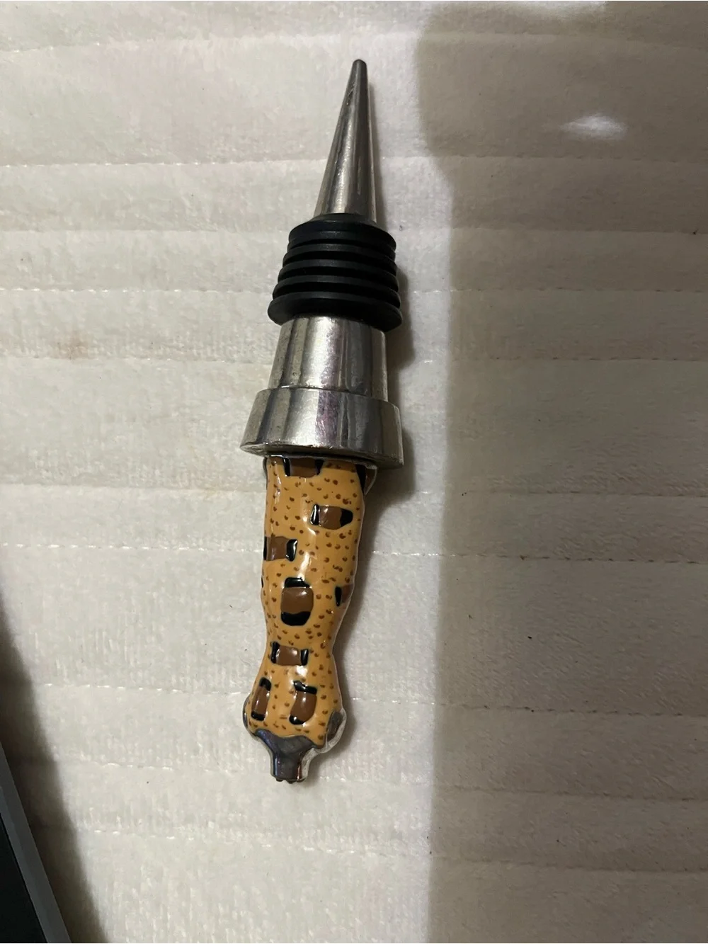Decorative Tan Speckled Ceramic Wine Bottle Stopper - Unbranded
